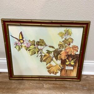 Vintage Joni Eareckson Monarch Butterfly Garden Framed Art Print “New Life”